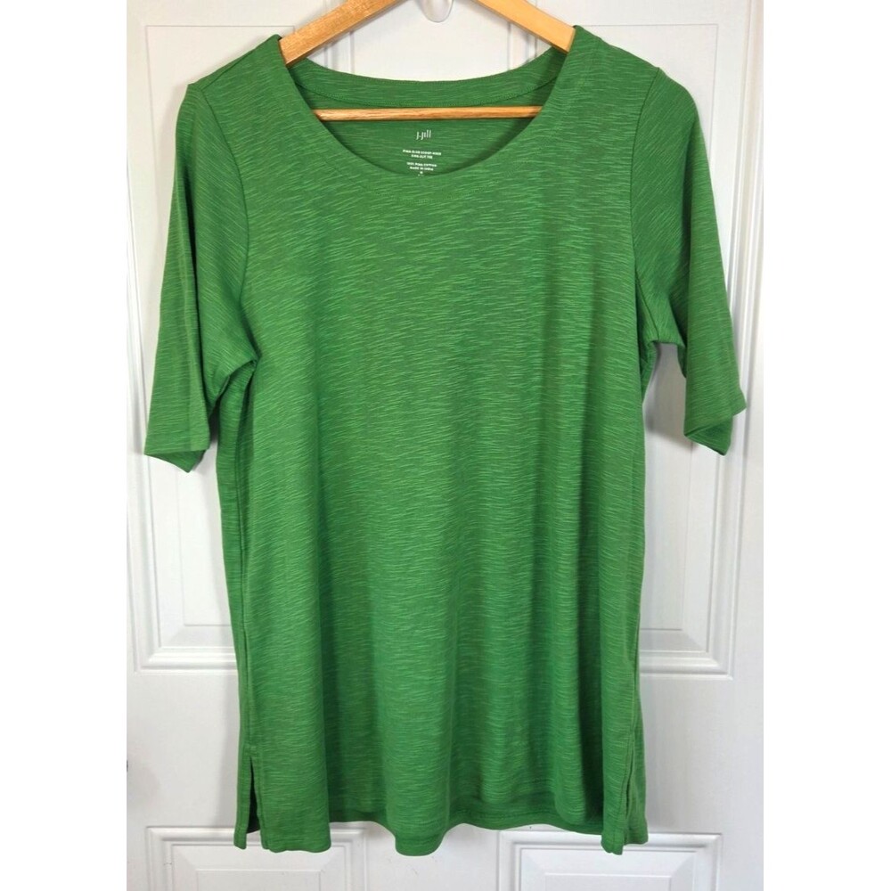 NWT J. Jill Pima-Slub Scoop-Neck Side-Slit Tee Size M Tall